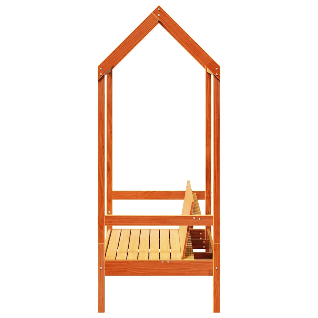 viaszbarna tömör fenyőfa pad tetővel 117,5 x 70 x 176,5 cm