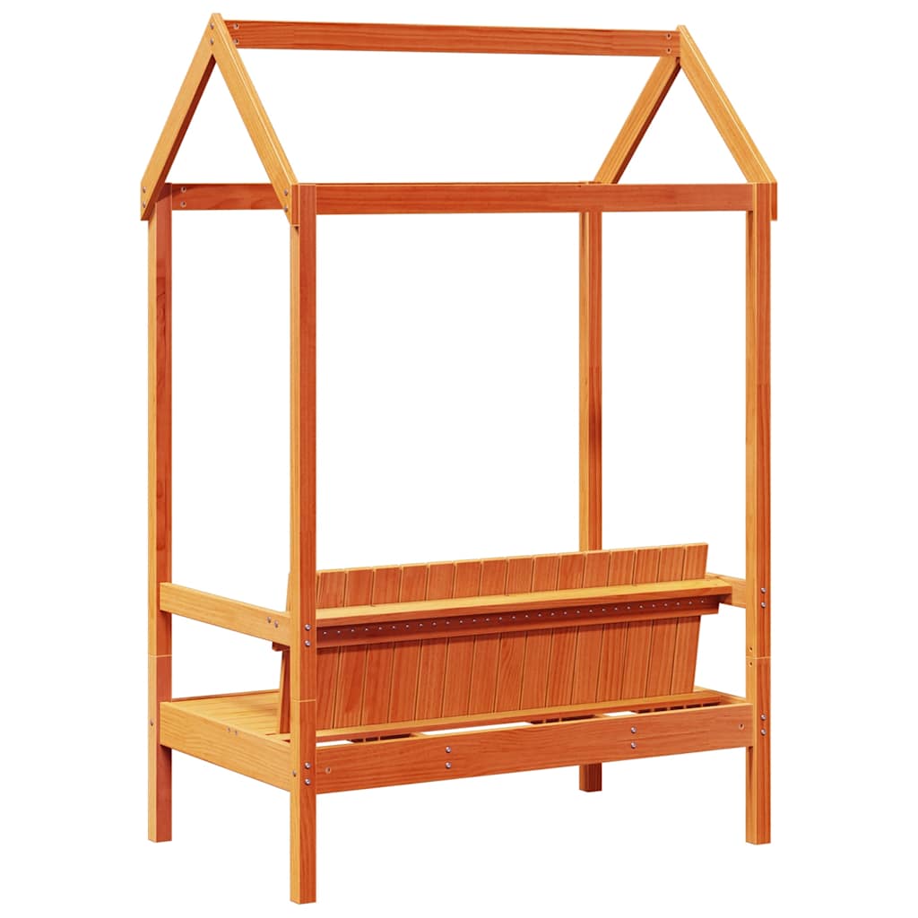viaszbarna tömör fenyőfa pad tetővel 117,5 x 70 x 176,5 cm