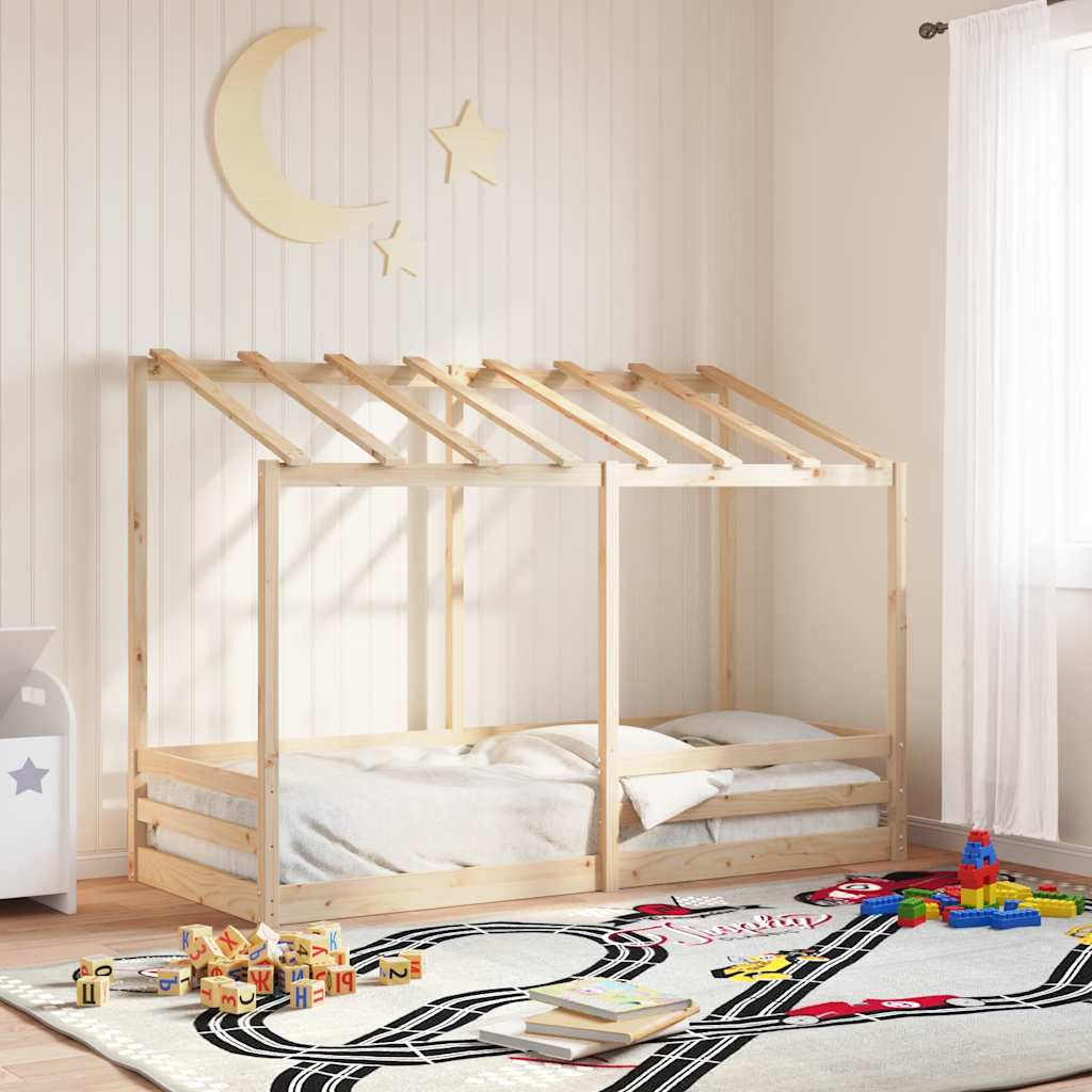 tömör fenyőfa gyerekágy tetővel 75 x 190 cm