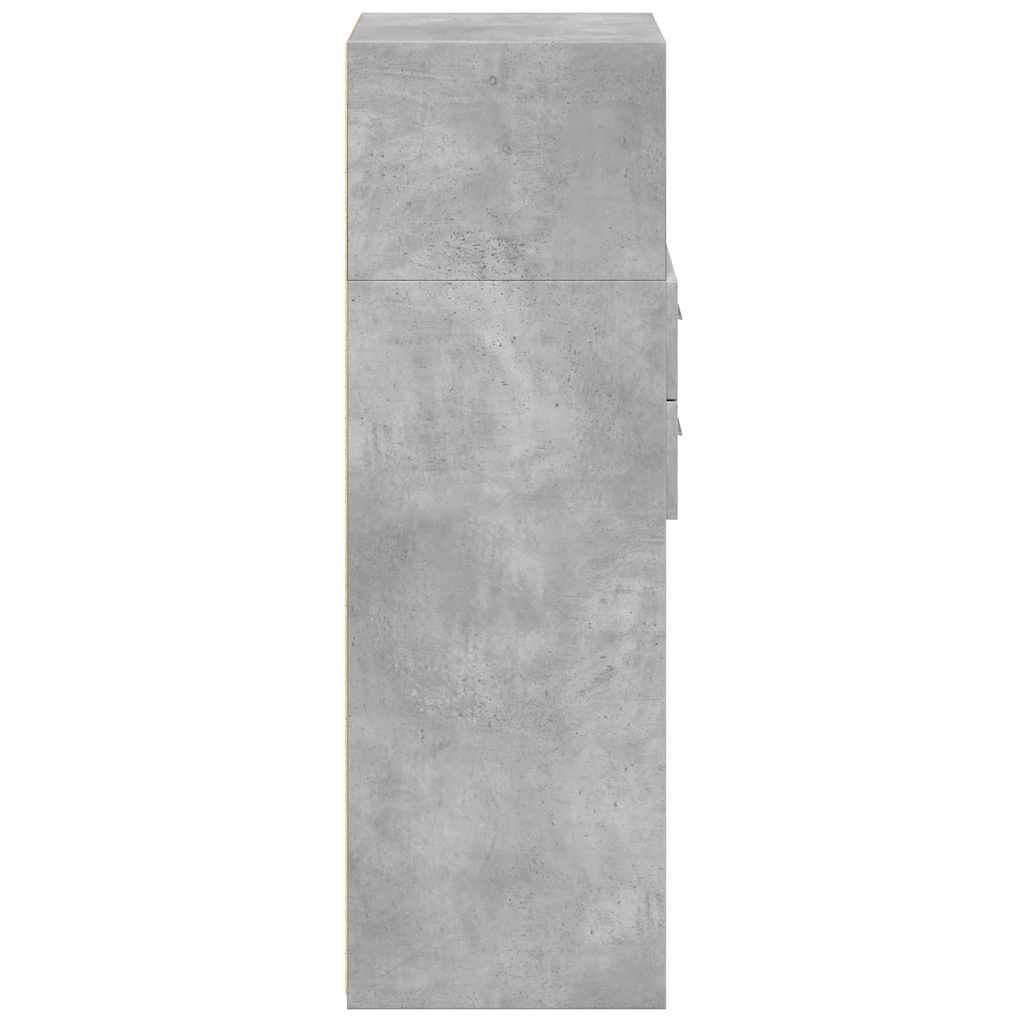 betonszürke szerelt fa magasszekrény 40 x 42,5 x 124 cm