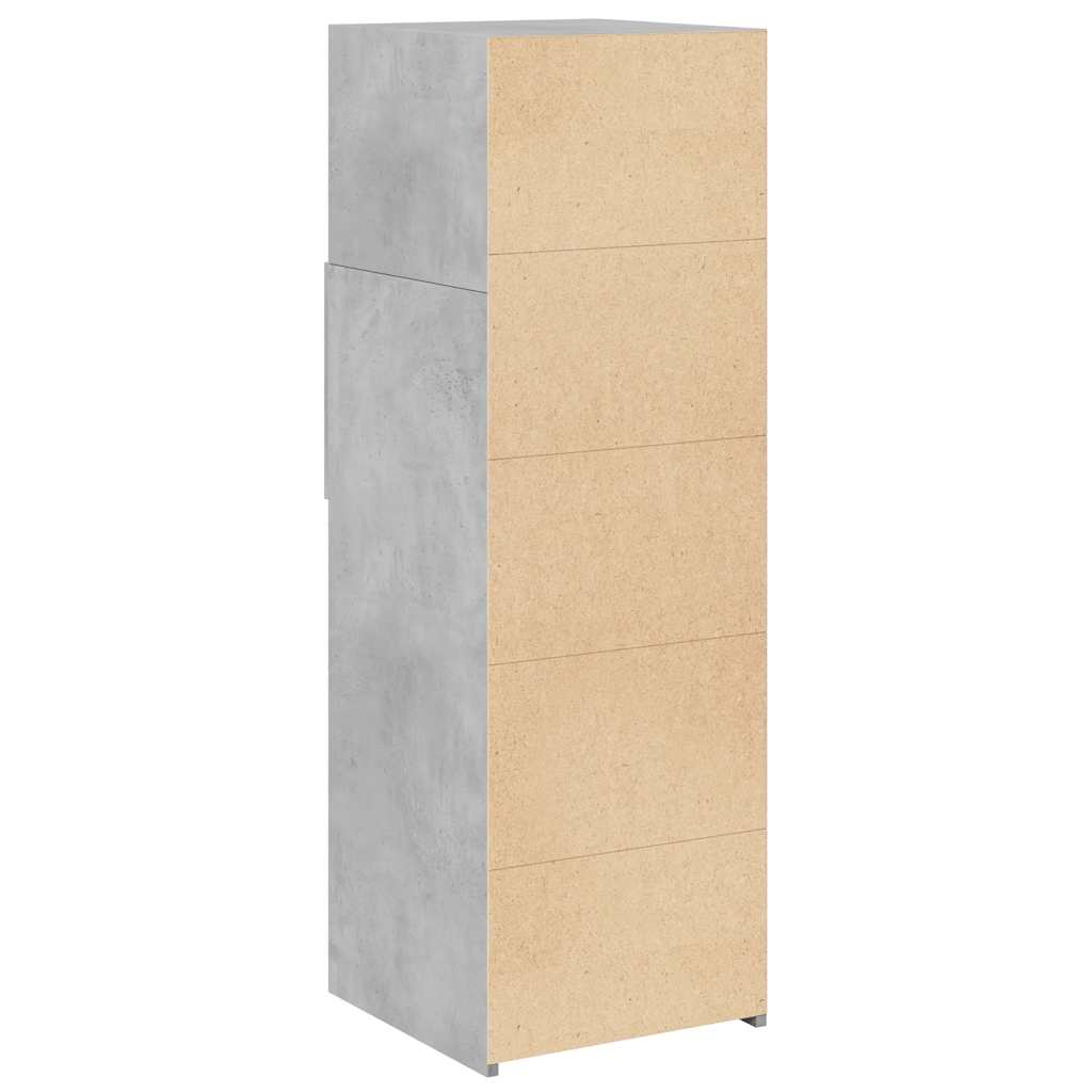betonszürke szerelt fa magasszekrény 40 x 42,5 x 124 cm