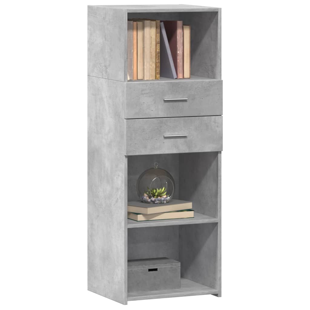 betonszürke szerelt fa magasszekrény 45 x 42,5 x 124 cm