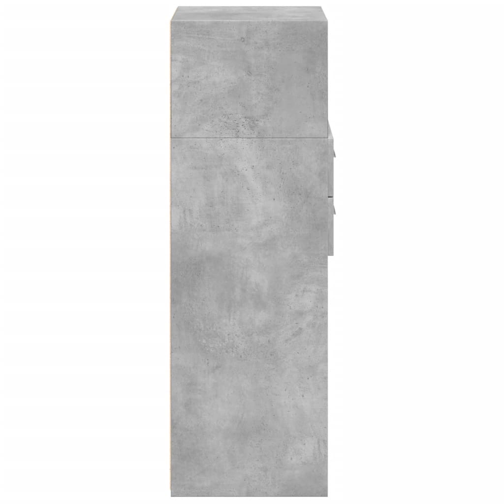 betonszürke szerelt fa magasszekrény 45 x 42,5 x 124 cm