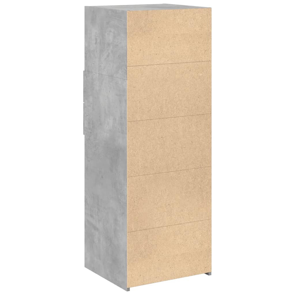betonszürke szerelt fa magasszekrény 45 x 42,5 x 124 cm