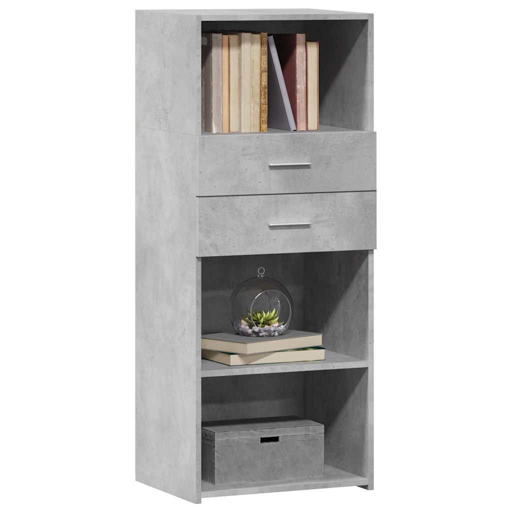betonszürke szerelt fa magasszekrény 50 x 42,5 x 124 cm