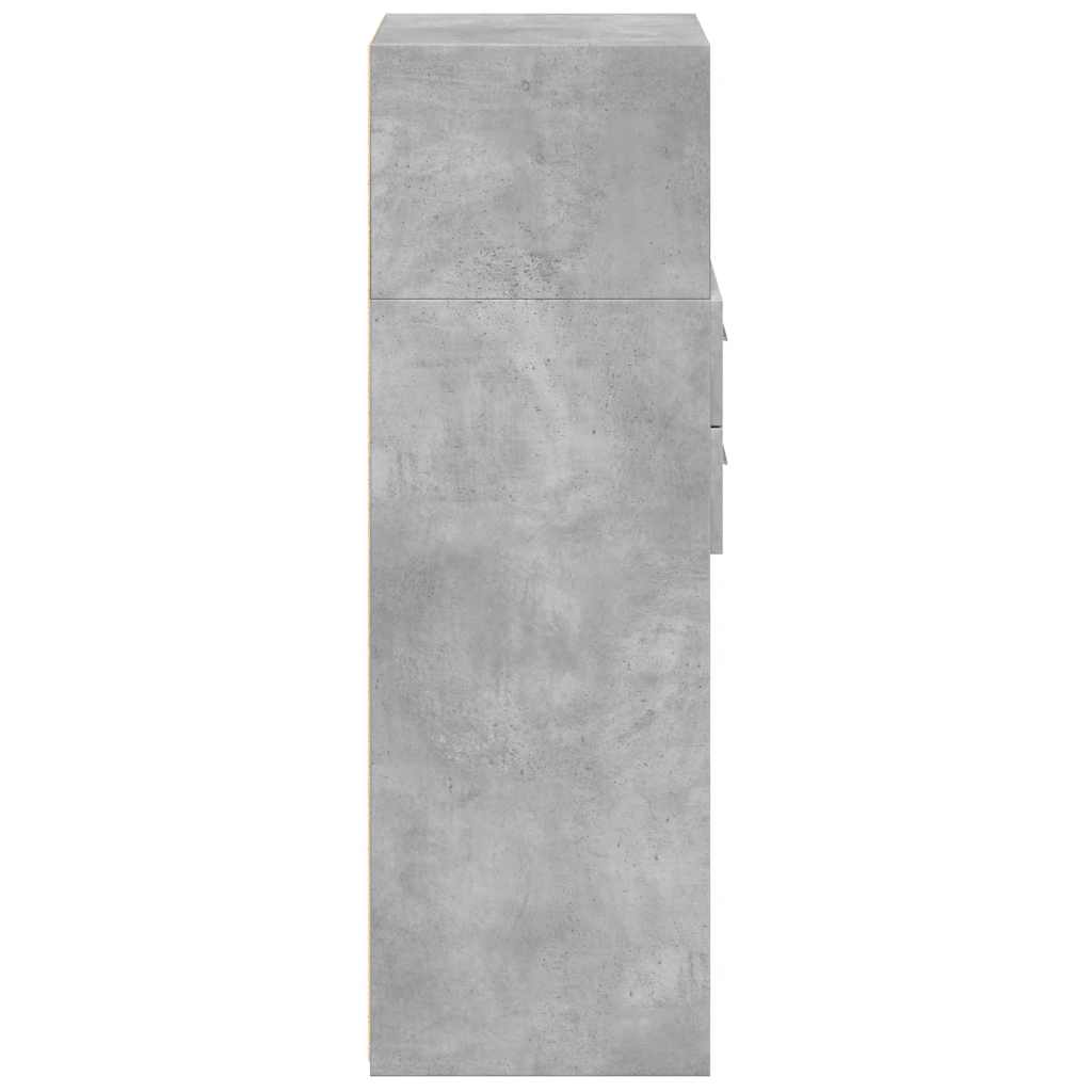 betonszürke szerelt fa magasszekrény 50 x 42,5 x 124 cm