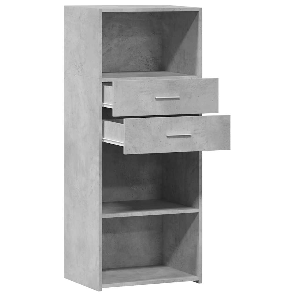 betonszürke szerelt fa magasszekrény 50 x 42,5 x 124 cm
