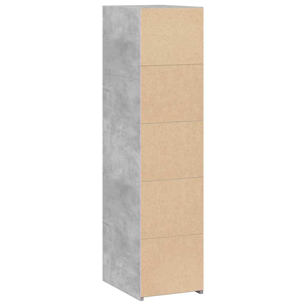 betonszürke szerelt fa magasszekrény 30 x 41 x 124 cm