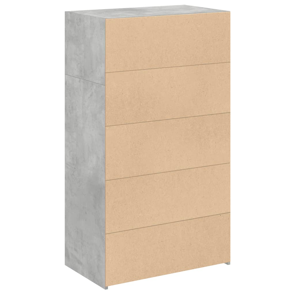 betonszürke szerelt fa magasszekrény 70 x 41 x 124 cm
