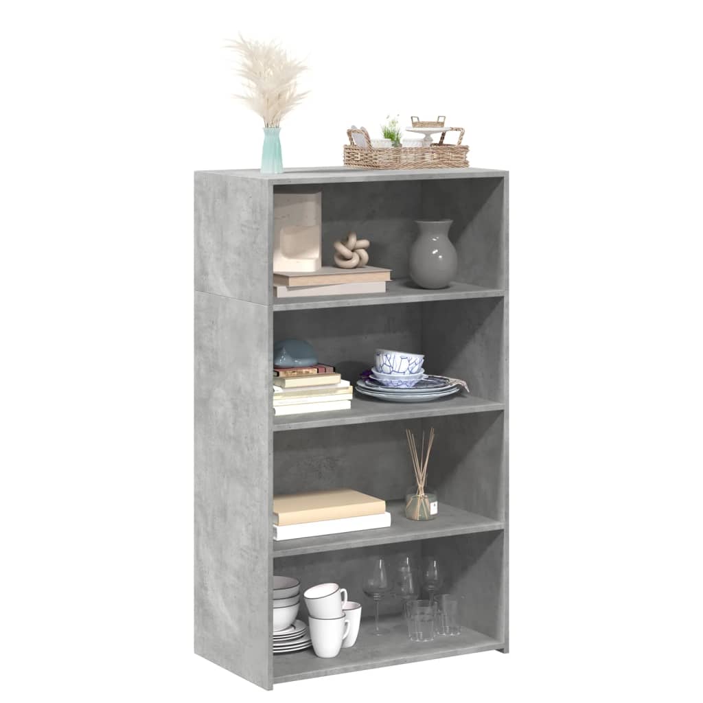 betonszürke szerelt fa magasszekrény 70 x 41 x 124 cm