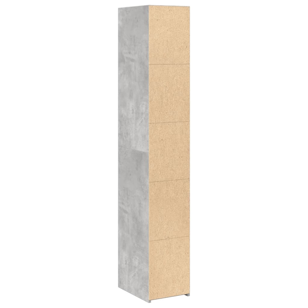 betonszürke szerelt fa magasszekrény 30 x 41 x 185 cm