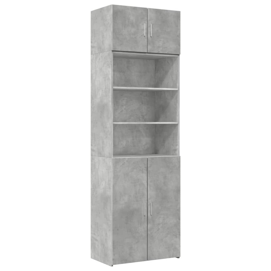 betonszürke szerelt fa tárolószekrény 70 x 42,5 x 225 cm