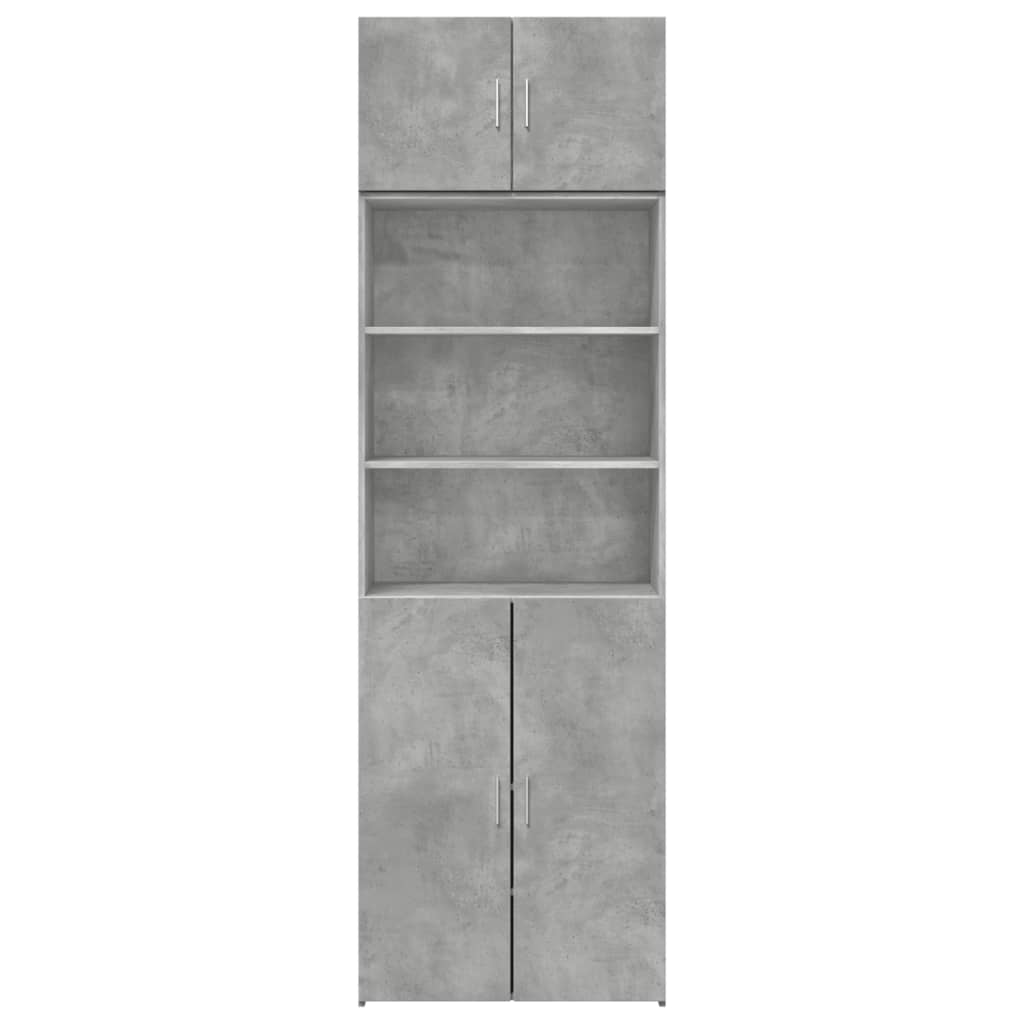betonszürke szerelt fa tárolószekrény 70 x 42,5 x 225 cm
