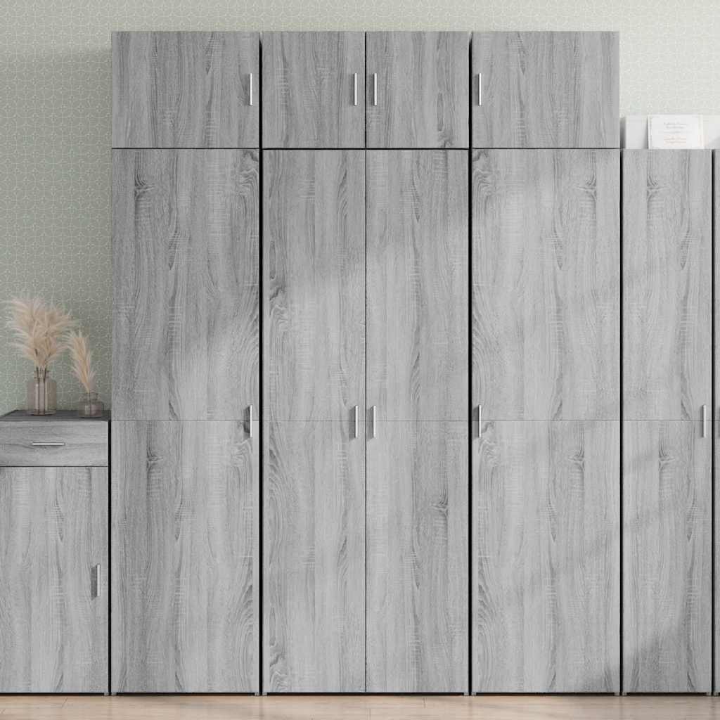 szürke sonoma színű szerelt fa magasszekrény 70 x 42,5 x 185 cm