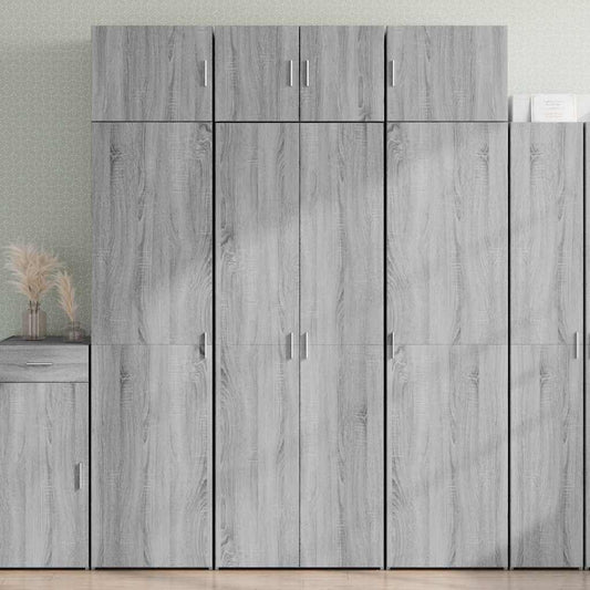 szürke sonoma színű szerelt fa magasszekrény 70 x 42,5 x 185 cm