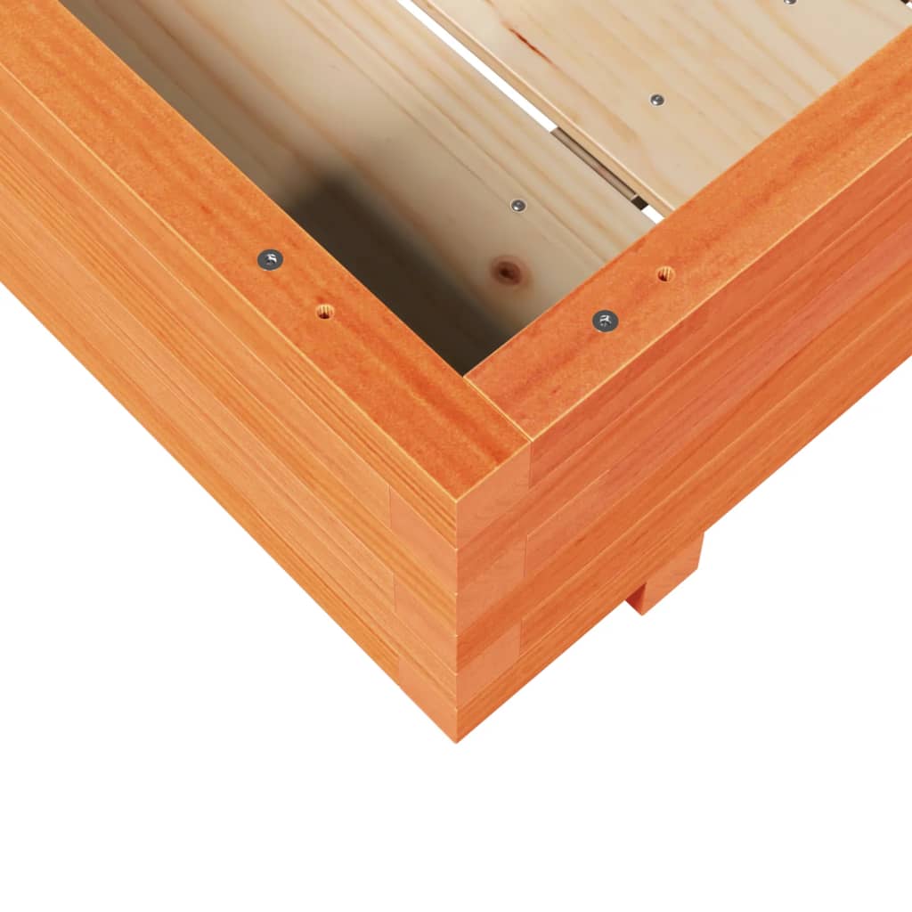 viaszbarna tömör fenyőfa kerti virágláda 90 x 90 x 26,5 cm