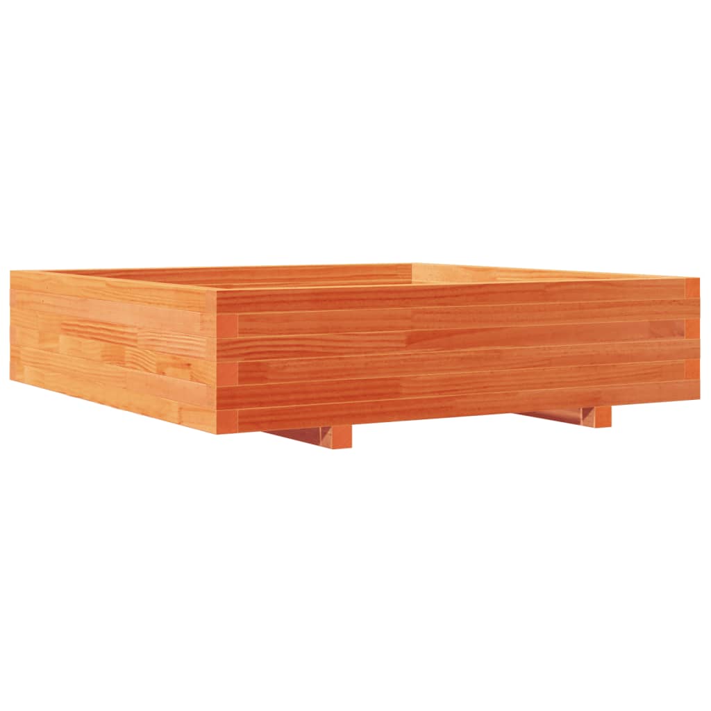 viaszbarna tömör fenyőfa kerti virágláda 100 x 100 x 26,5 cm