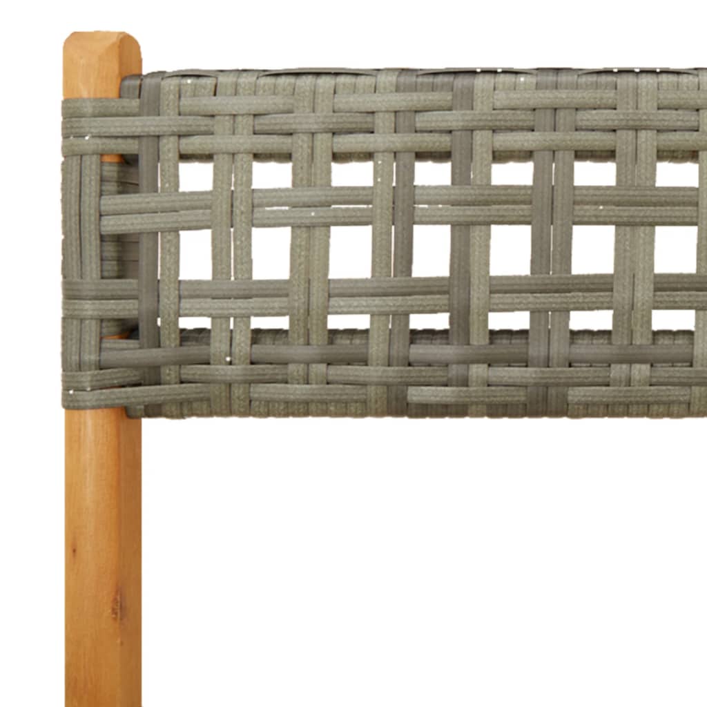 5 részes szürke polyrattan és tömör fa kerti étkezőgarnitúra