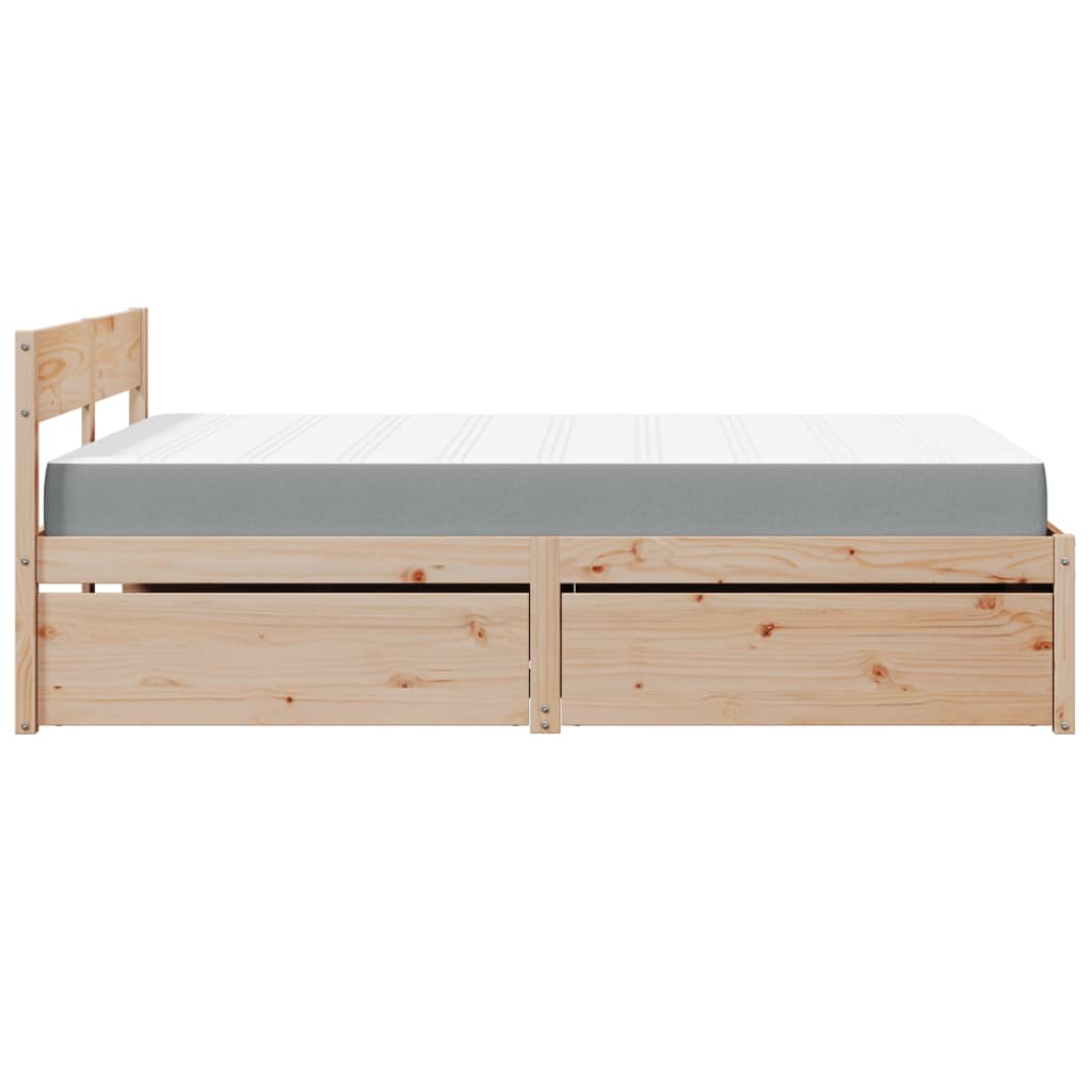 tömör fenyőfa ágy fiókokkal és matraccal 120 x 200 cm