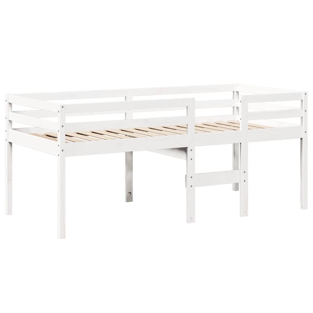 fehér tömör fenyőfa magasított ágy tetővel 90 x 200 cm