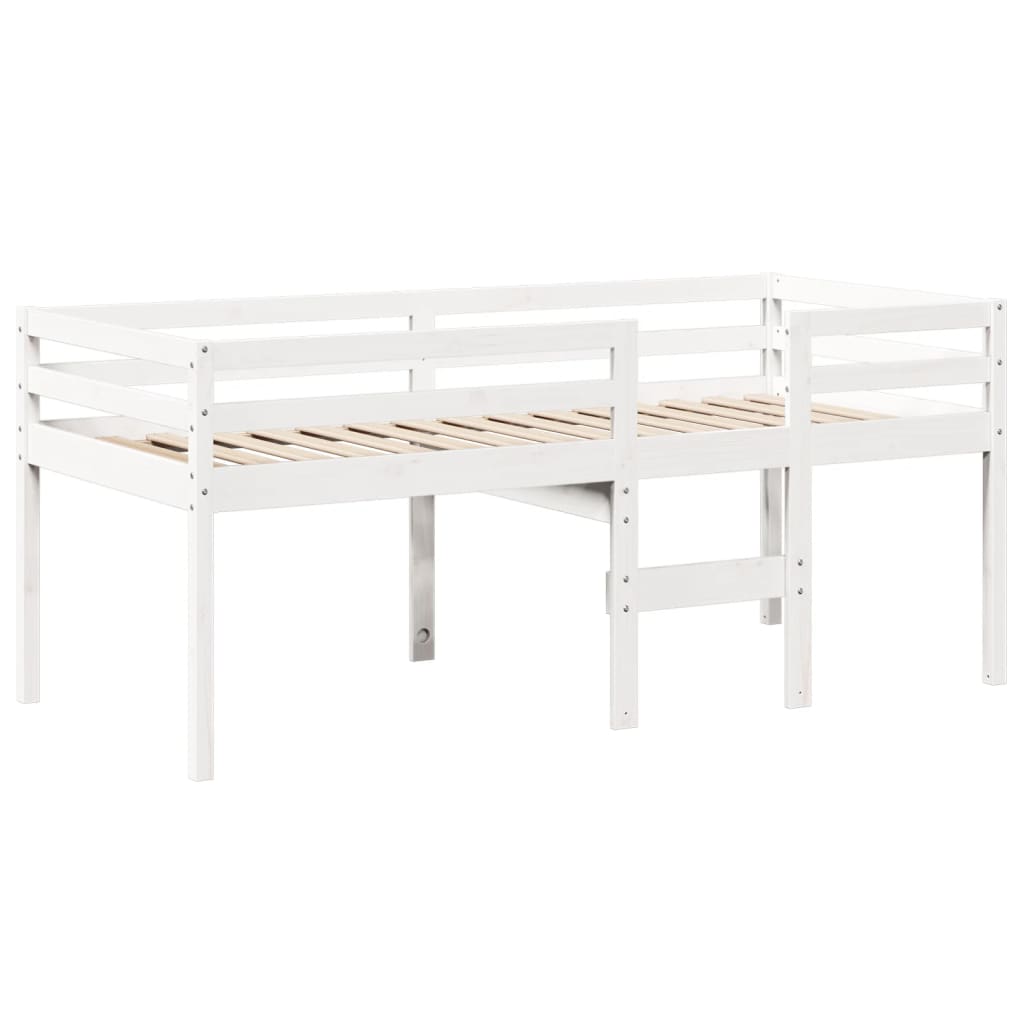 fehér tömör fenyőfa magasított ágy tetővel 75 x 190 cm