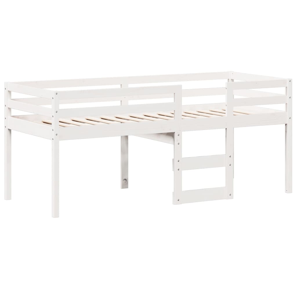 fehér tömör fenyőfa magasított ágy tetővel 90 x 200 cm