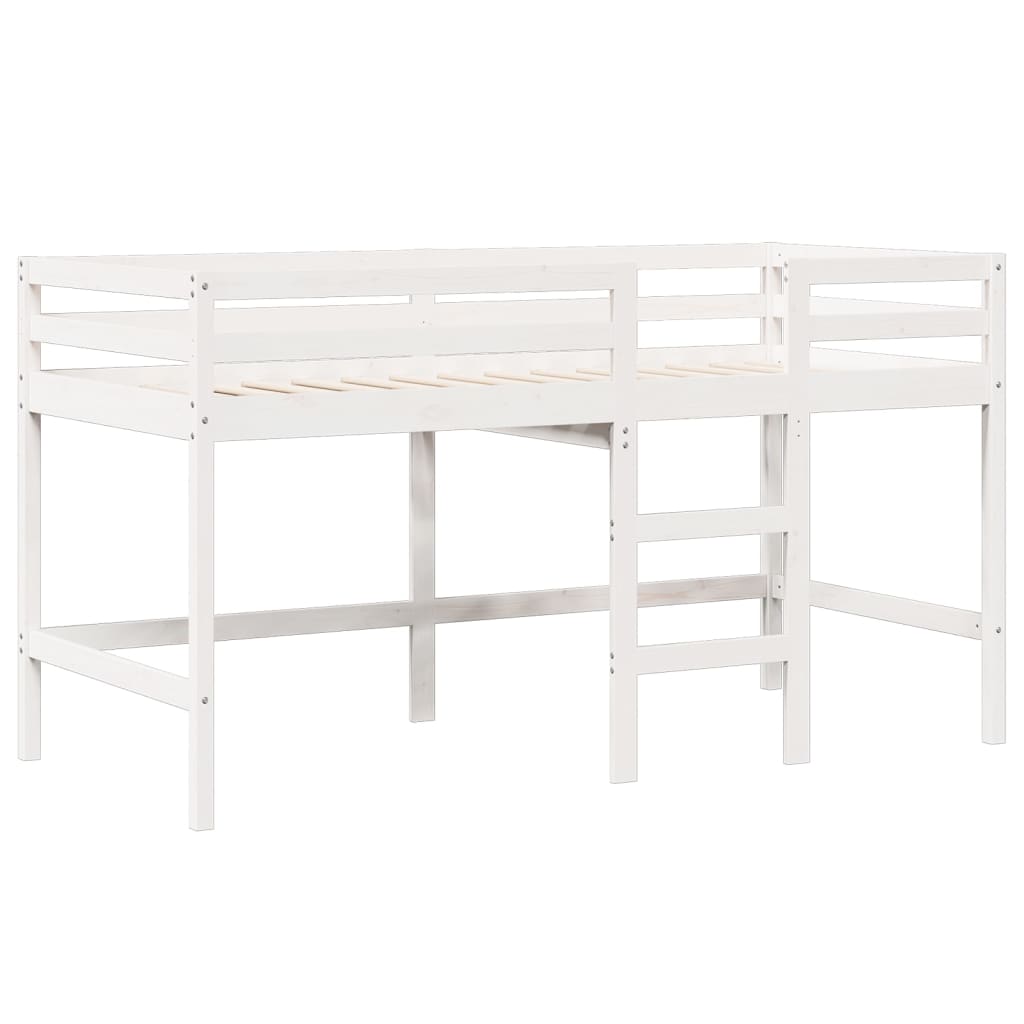fehér tömör fenyőfa magasított ágy tetővel 80 x 200 cm