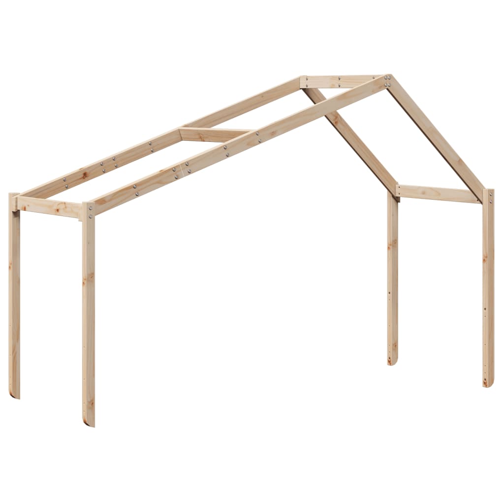 tömör fenyőfa magasított ágy tetővel 75 x 190 cm