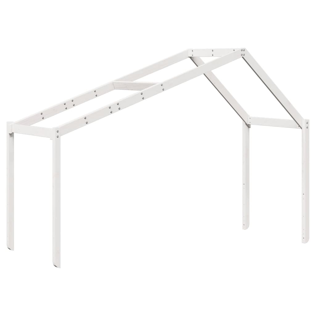 fehér tömör fenyőfa magasított ágy tetővel 75 x 190 cm