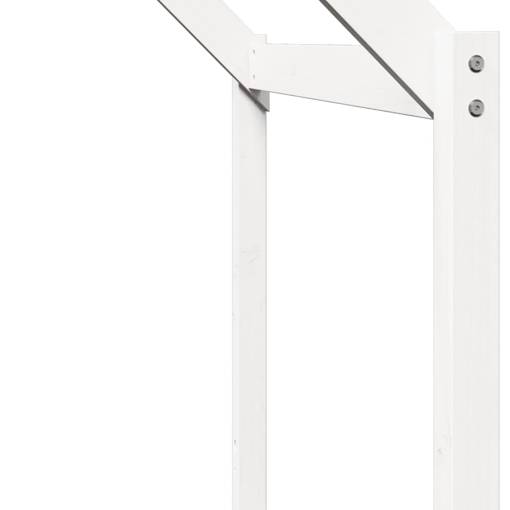 fehér tömör fenyőfa magasított ágy tetővel 75 x 190 cm
