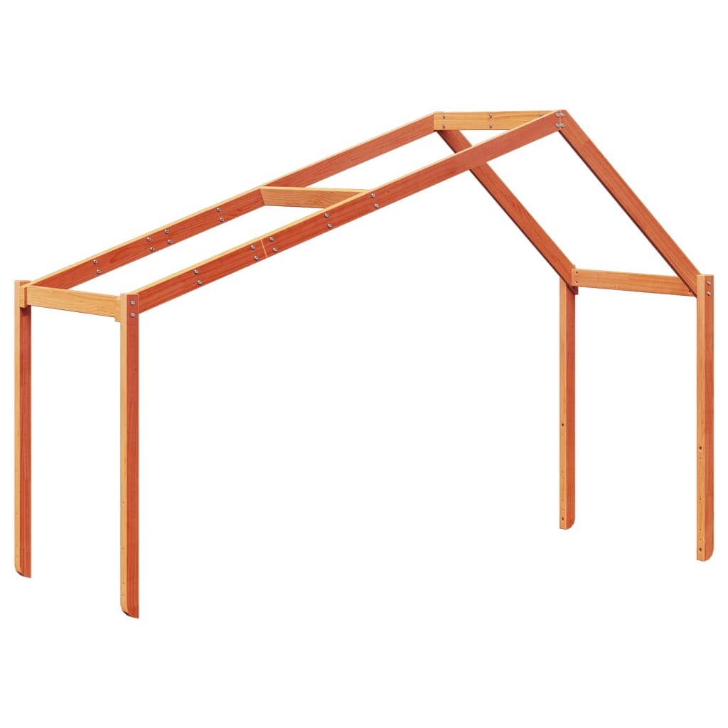 viaszbarna tömör fenyőfa magasított ágy tetővel 75 x 190 cm