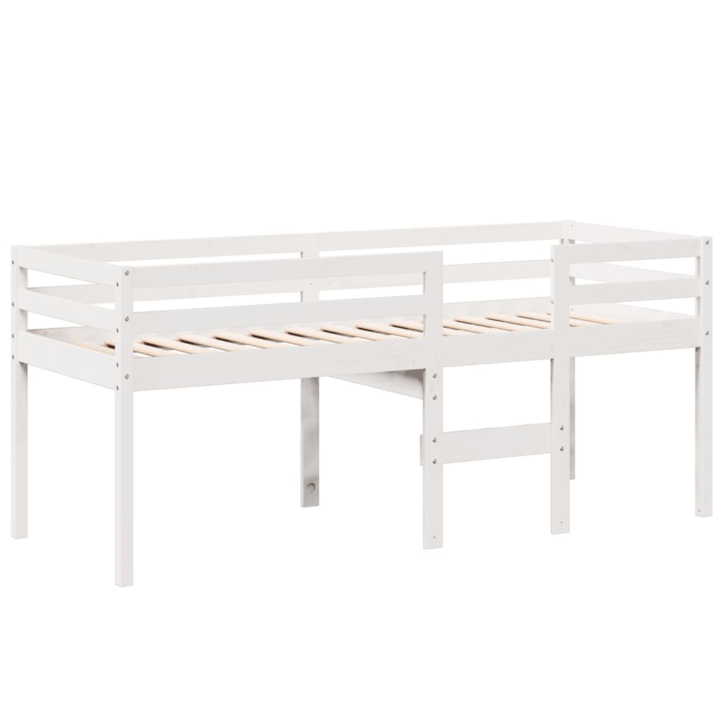 fehér tömör fenyőfa magasított ágy tetővel 90 x 190 cm