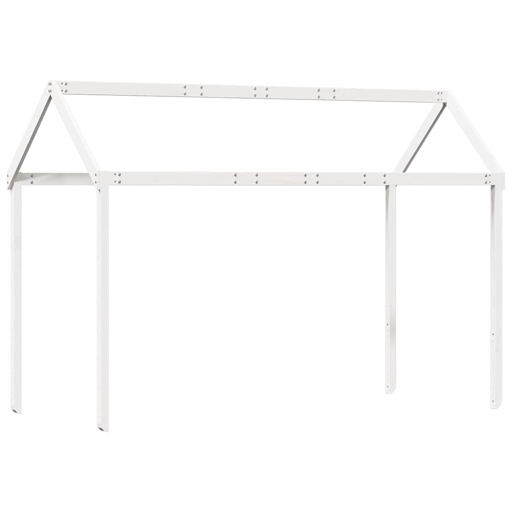 fehér tömör fenyőfa ágy emelettel és tetővel 80 x 200 cm