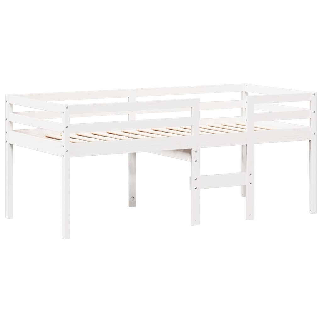 fehér tömör fenyőfa magasított ágy tetővel 90 x 200 cm