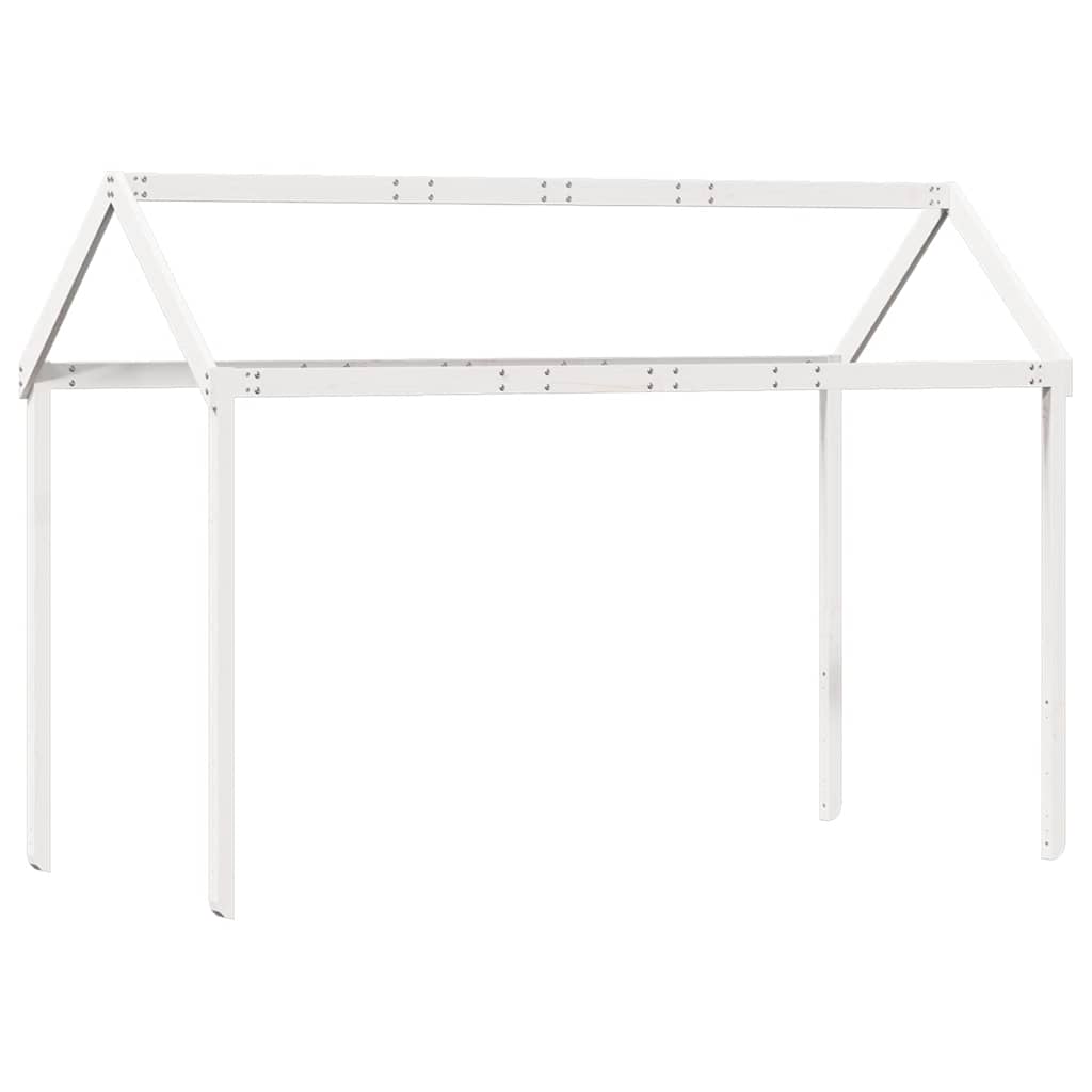 fehér tömör fenyőfa magasított ágy tetővel 90 x 200 cm