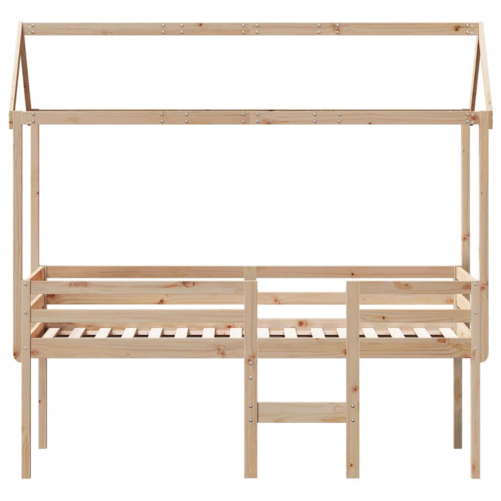 tömör fenyőfa magasított ágy tetővel 80 x 200 cm