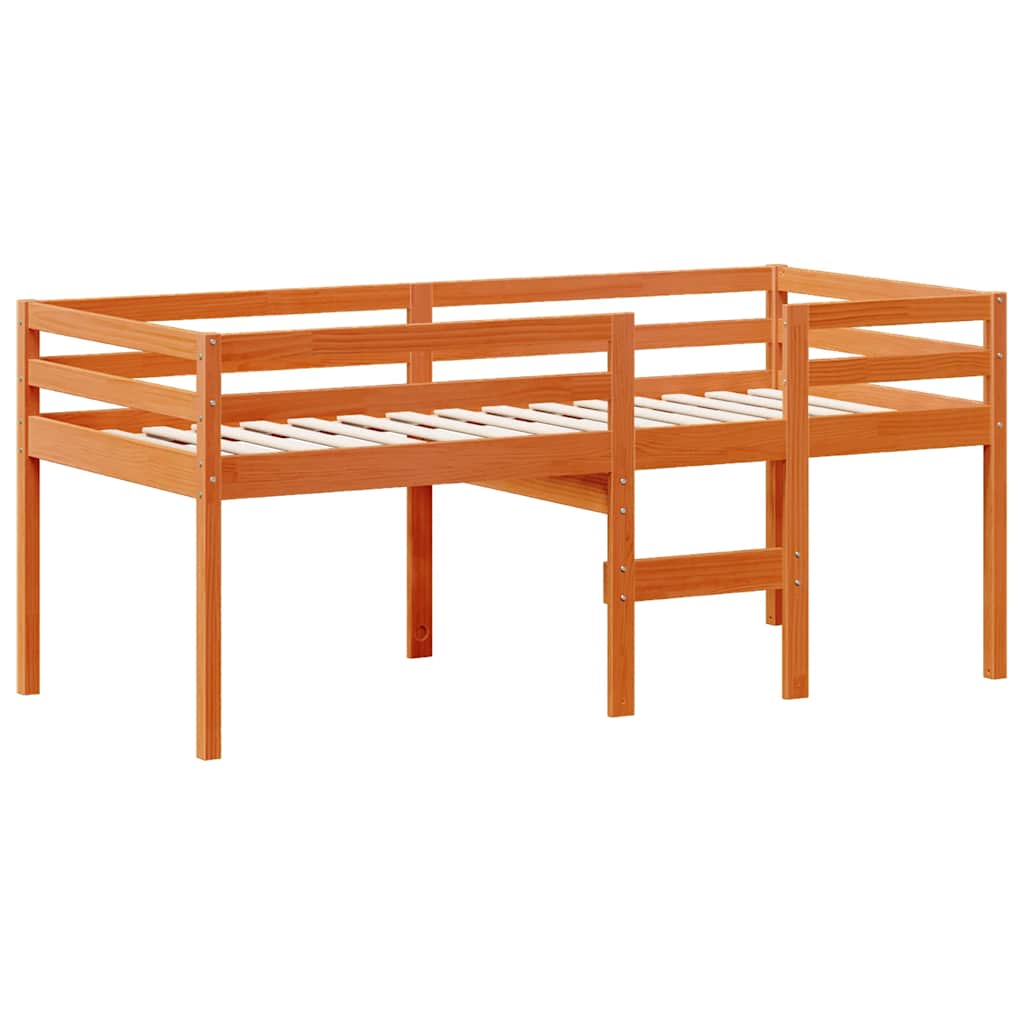viaszbarna tömör fenyőfa magasított ágy tetővel 80 x 200 cm