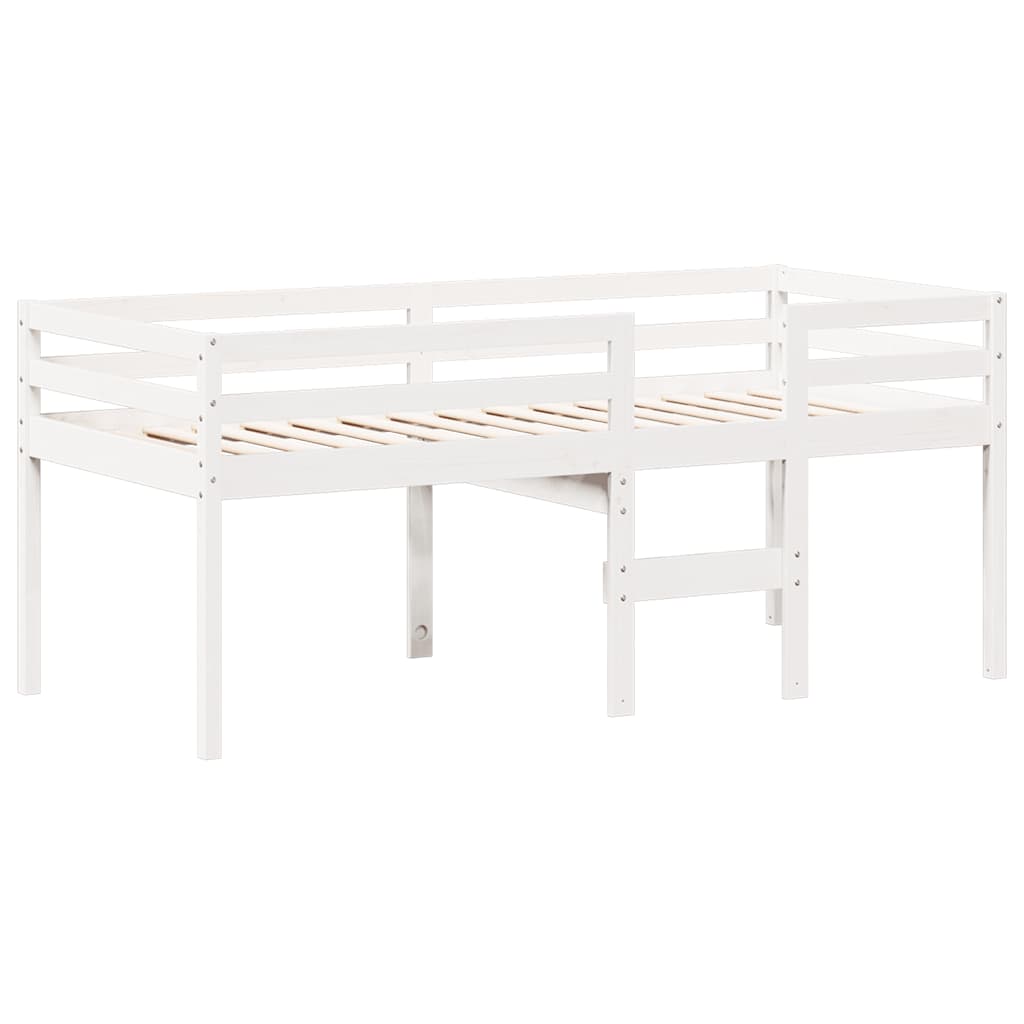 fehér tömör fenyőfa magasított ágy tetővel 90 x 190 cm