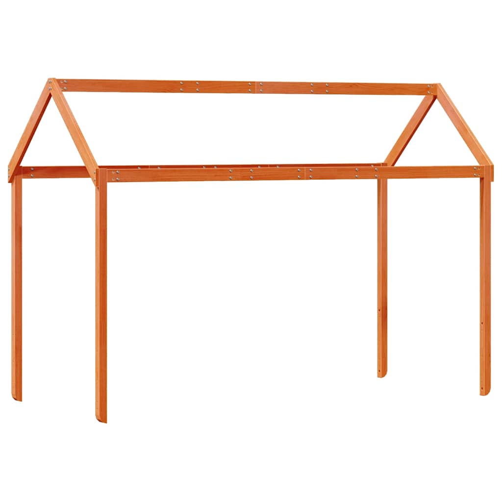 viaszbarna tömör fenyőfa magasított ágy tetővel 90 x 190 cm