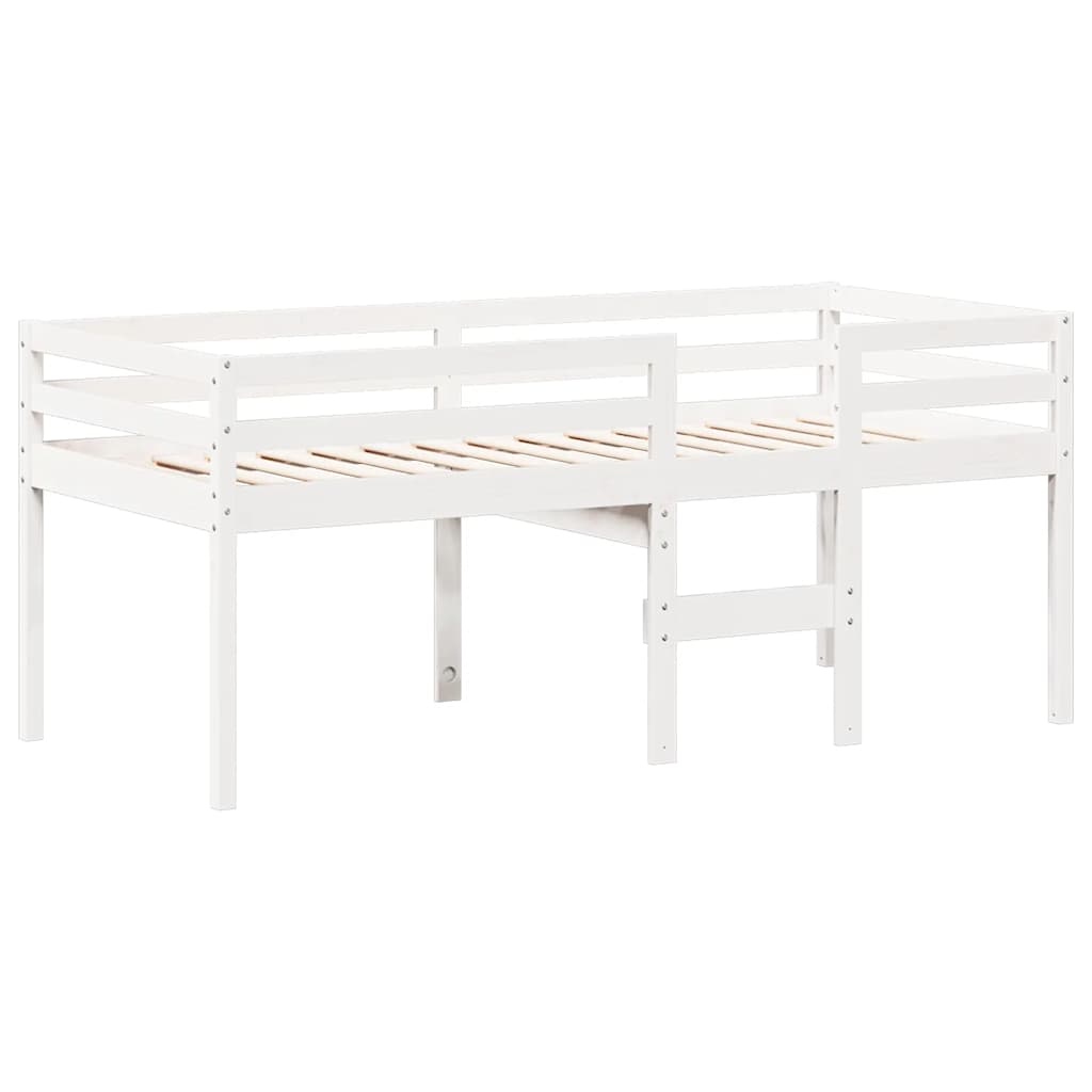 fehér tömör fenyőfa magasított ágy tetővel 75 x 190 cm