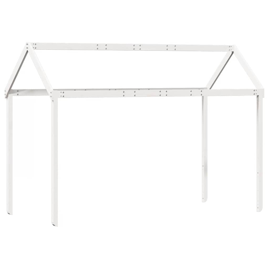fehér tömör fenyőfa magasított ágy tetővel 75 x 190 cm