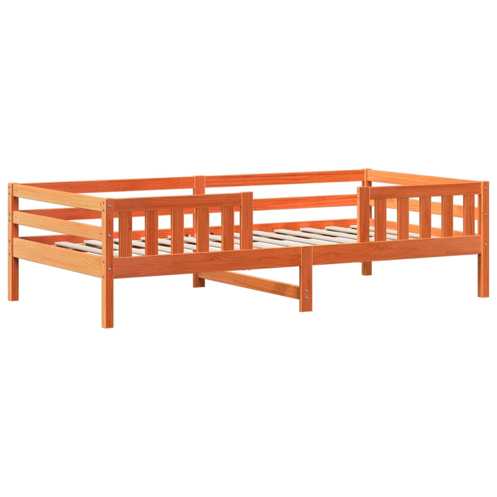 viaszbarna tömör fenyőfa ágykeret tetővel 90 x 200 cm