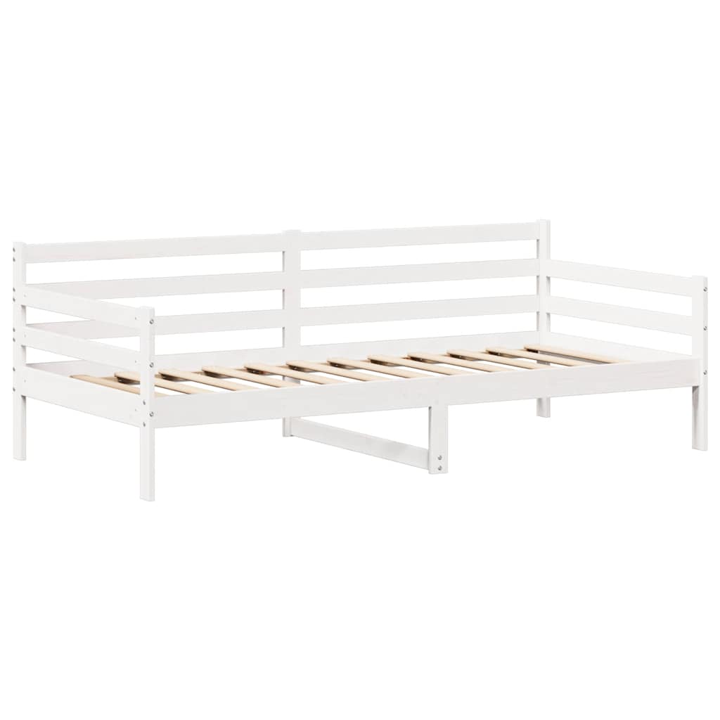 fehér tömör fenyőfa kanapéágy és pad tetővel 80 x 200 cm