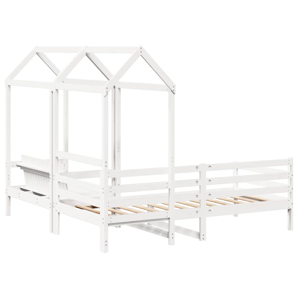 fehér tömör fenyőfa kanapéágy és pad tetővel 80 x 200 cm