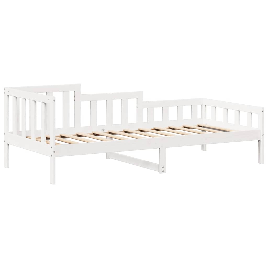 fehér tömör fenyőfa kanapéágy és pad tetővel 80 x 200 cm