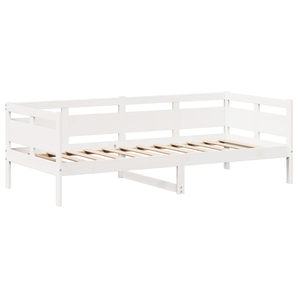 fehér tömör fenyőfa kanapéágy és pad tetővel 80 x 200 cm