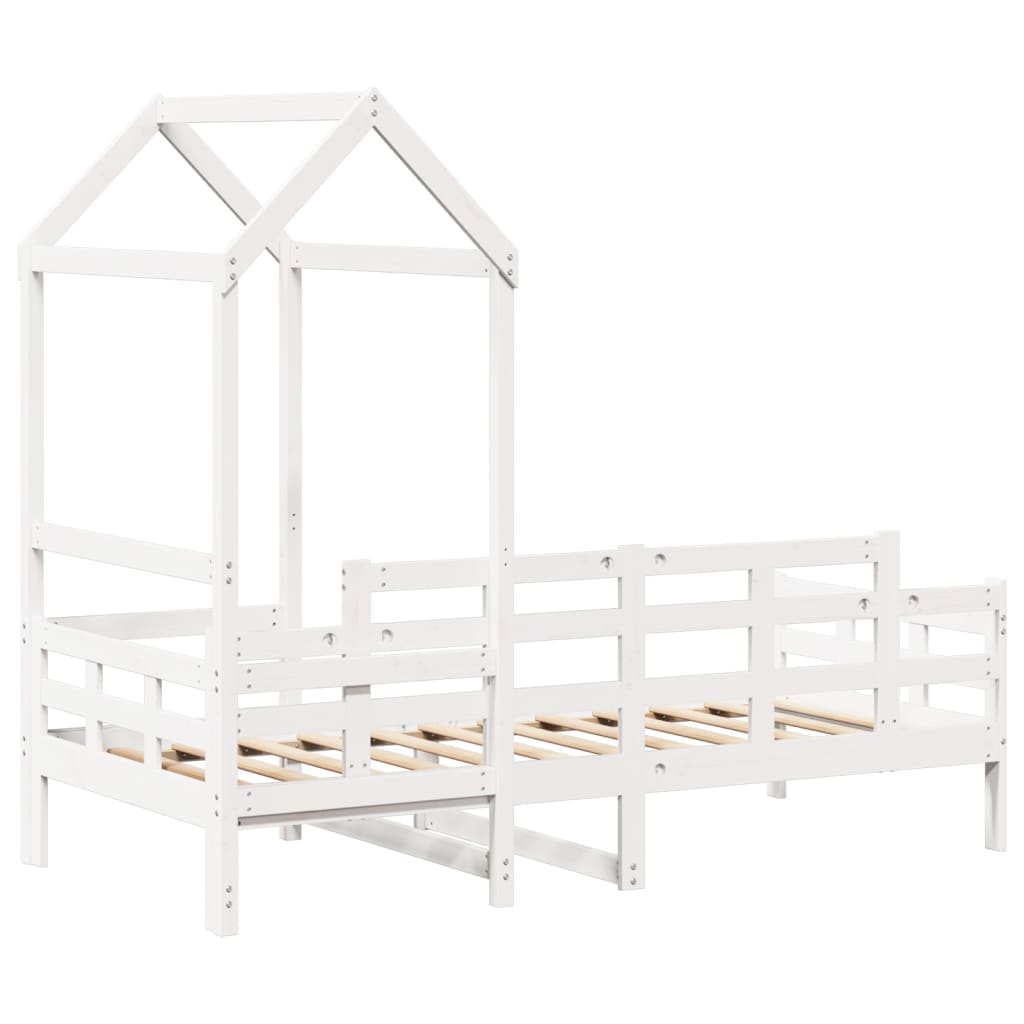 fehér tömör fenyőfa kanapéágy tetővel 80 x 200 cm