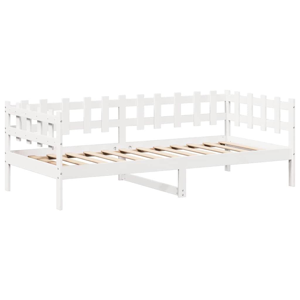 fehér tömör fenyőfa kanapéágy és pad tetővel 80 x 200 cm