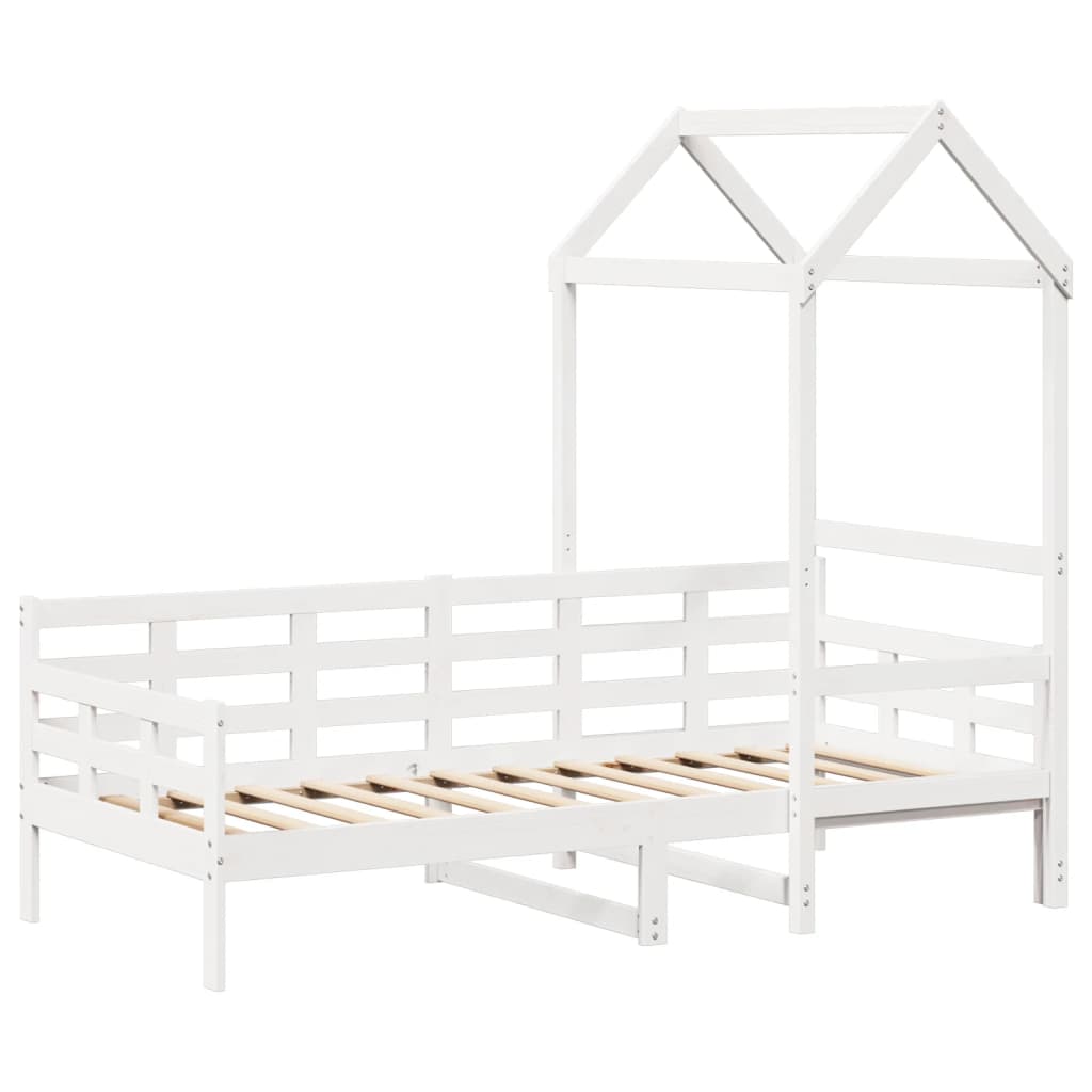 fehér tömör fenyőfa kanapéágy tetővel 80 x 200 cm