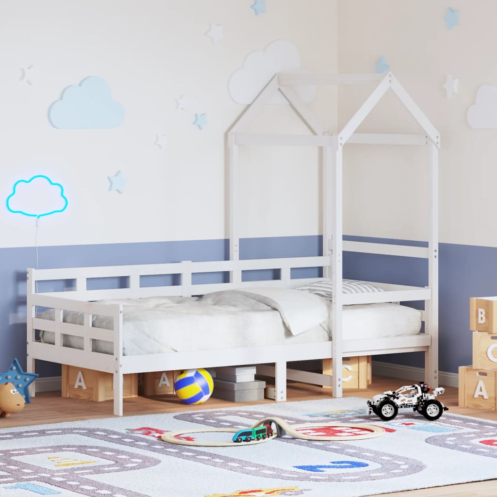 fehér tömör fenyőfa kanapéágy tetővel 80 x 200 cm
